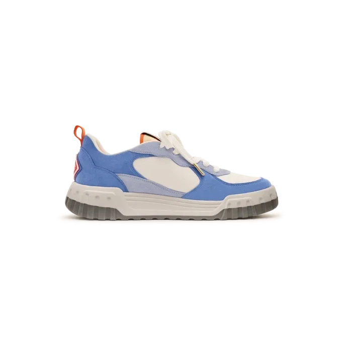 Weiß-blauer Court-Sneaker für Damen