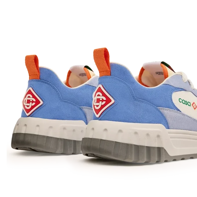 Weiß-blauer Court-Sneaker für Damen