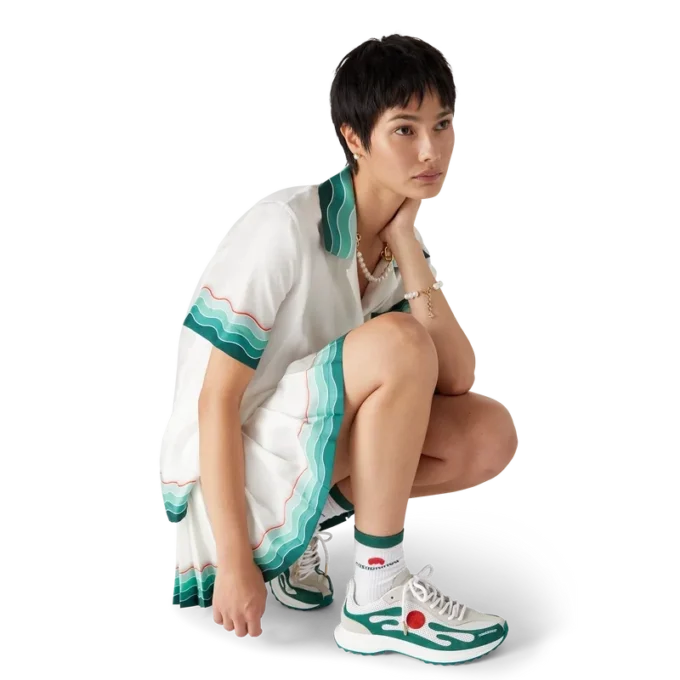 Weiß-grüner Stade-Sneaker für Damen