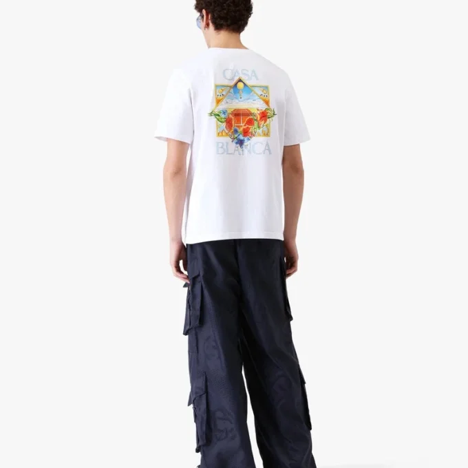 Weißes Flower Court Icon Kurzarm-T-Shirt