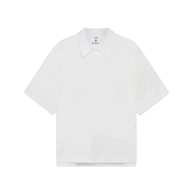 Weißes Monogramm-Kurzarmhemd