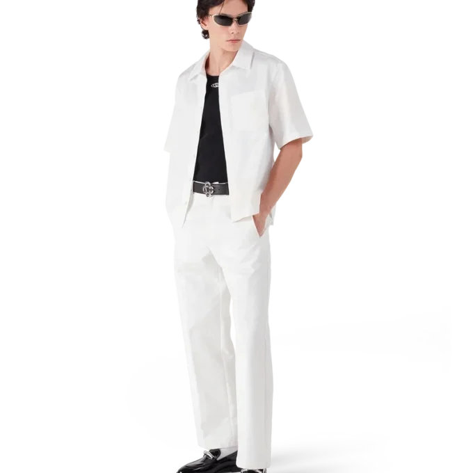 Weißes Monogramm-Kurzarmhemd