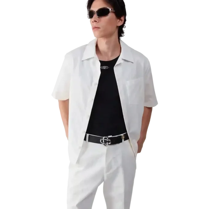 Weißes Monogramm-Kurzarmhemd