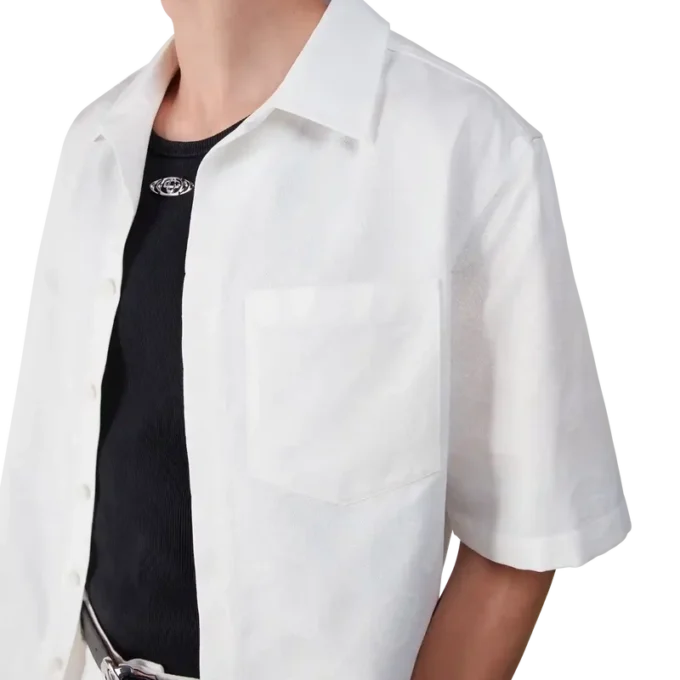 Weißes Monogramm-Kurzarmhemd