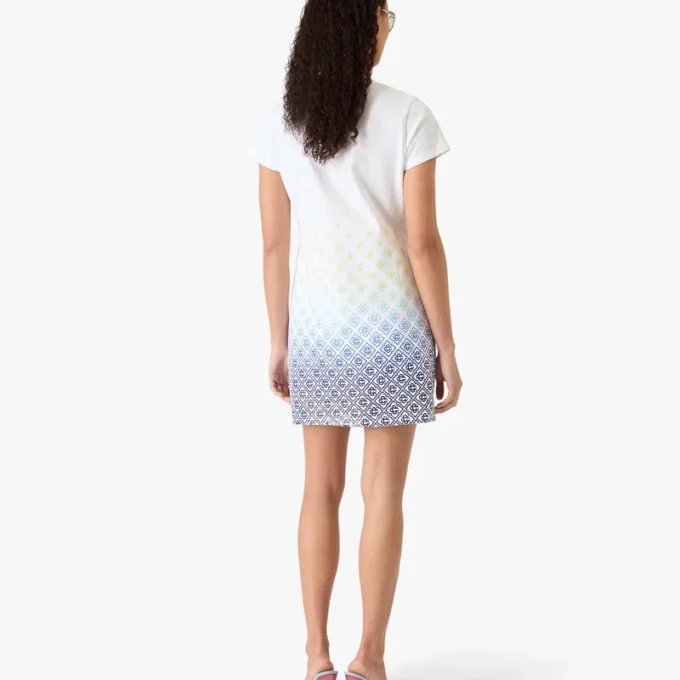 Weißes T-Shirt-Kleid mit Monogramm in Farbverlauf Weißes T-Shirt-Kleid mit Monogramm in Farbverlauf